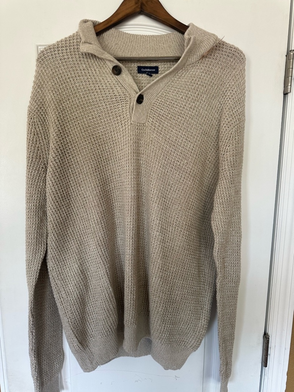 croft & barrow Men's Cream Knit Zip-Up Sweater with Hood